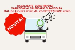 VARIAZIONE AL CALENDARIO DI RACCOLTA DEI RIFIUTI NELLA MARINA DI CASALABATE LATO TREPUZZI